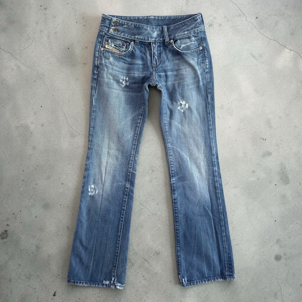 Diesel Cherone Jeans Womens 26x32 Belted Bootcut Distressed Made In Italy 00772